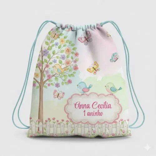 Mochila Saco Personalizada Jardim Encantado