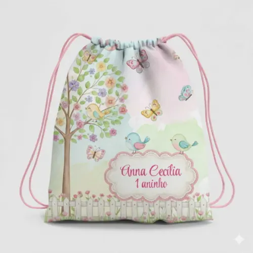 Mochila Saco Personalizada Jardim Encantado