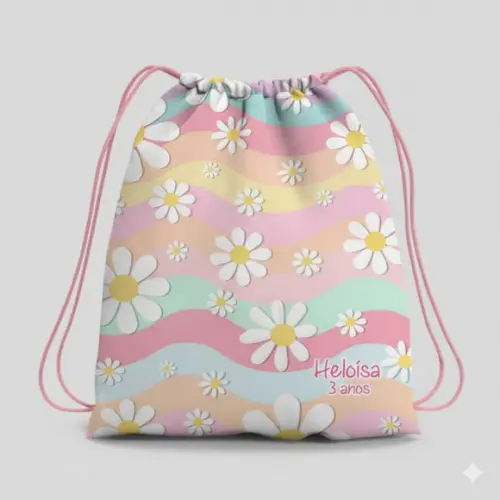Mochila Saco Personalizada Margaridas