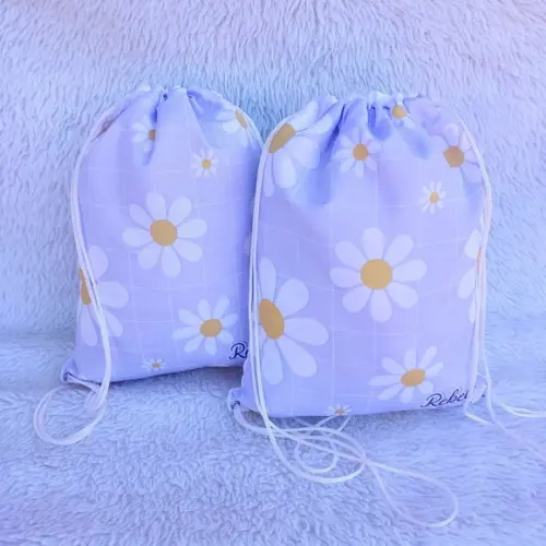 Mochila Saco Personalizada Margaridas Lilas