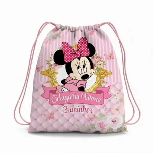 Mochila Saco Personalizada Minnie Rosa