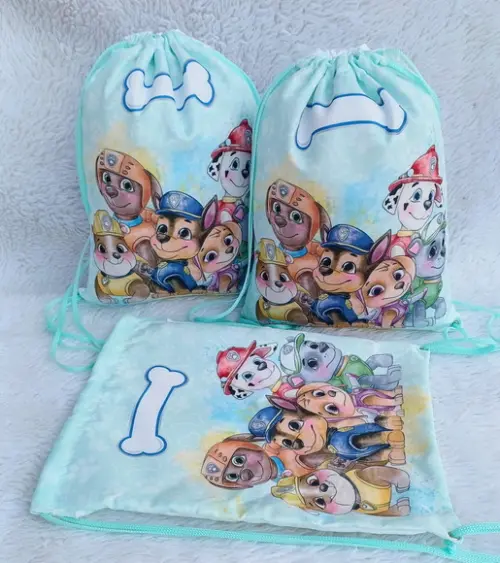 Mochila Saco Personalizada Patrulha Canina Aquarela