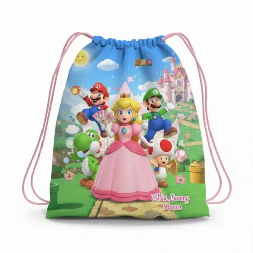 Mochila Saco Personalizada Princesa Peach Mario Bros