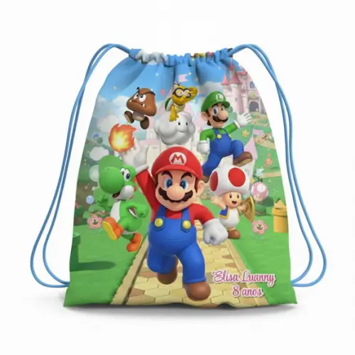 Mochila Saco Personalizada Princesa Peach Mario Bros