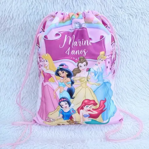 Mochila Saco Personalizada Princesas da Disney