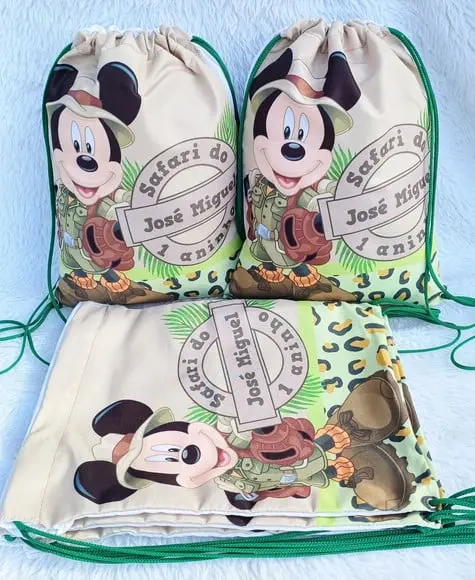 Mochila Saco Personalizada Safari do Mickey