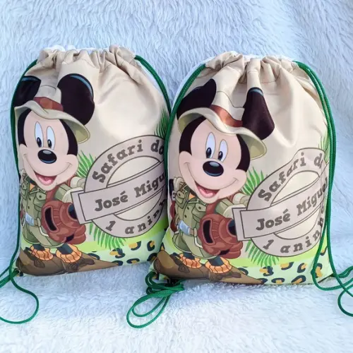 Mochila Saco Personalizada Safari do Mickey