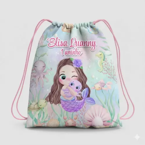 Mochila Saco Personalizada Sereia