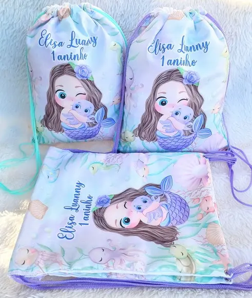 Mochila Saco Personalizada Sereia