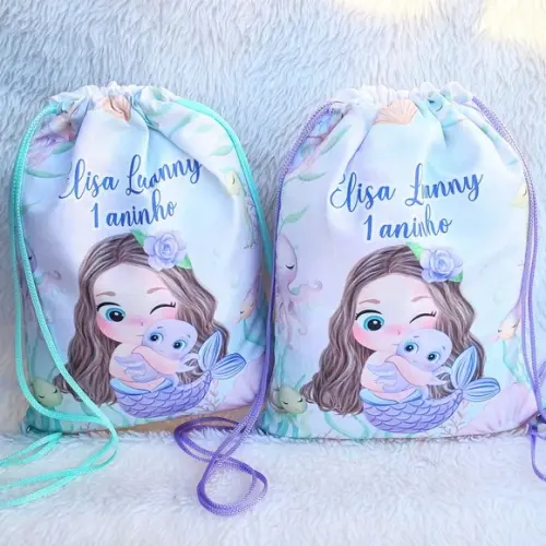 Mochila Saco Personalizada Sereia
