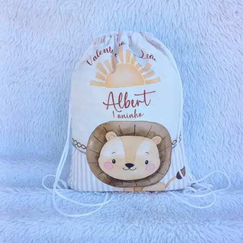 Mochila Saco Personalizada Valente Como Um Leão