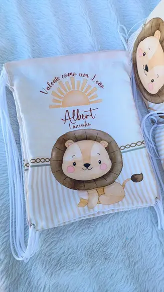 Mochila Saco Personalizada Valente Como Um Leão