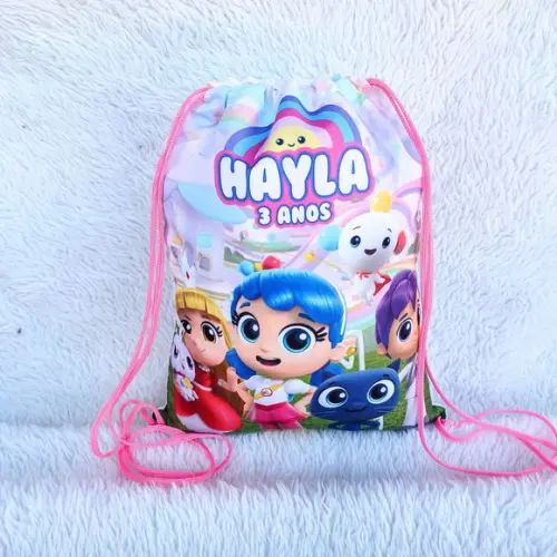 Mochila Saco Personalizada Vera no Reino do Arco-íris