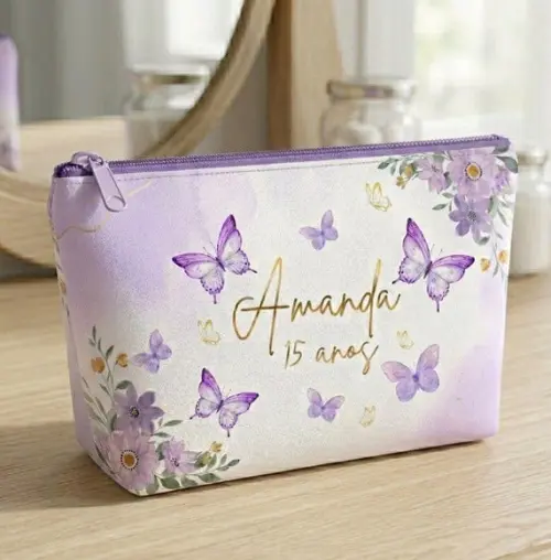 Necessarie Personalizada 15 Anos Borboletas Lilas 17x15