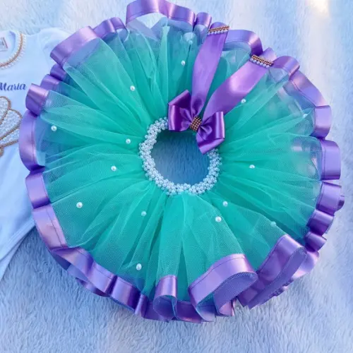 Saia de Tule Personalizada Sereia 1 e 2 Anos