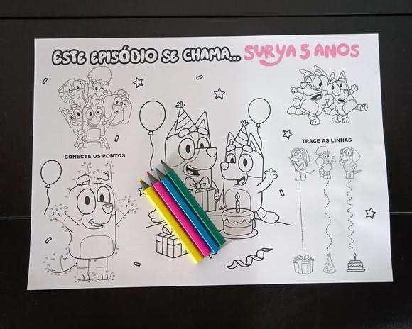 Arquivo de Corte Jogo Americano para Colorir Bluey