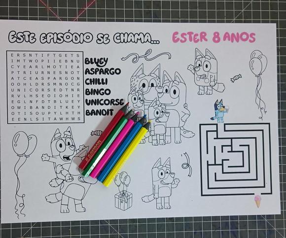Arquivo de Corte Jogo Americano para Colorir Bluey