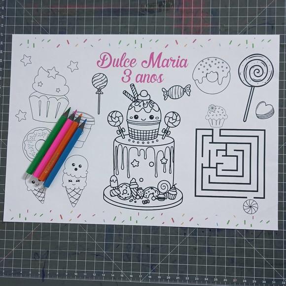 Arquivo de Corte Jogo Americano para Colorir Doces