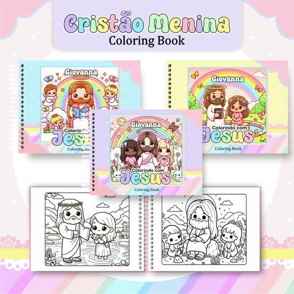 Arquivo de Corte Livro de Colorir Menina e Menino Cristão