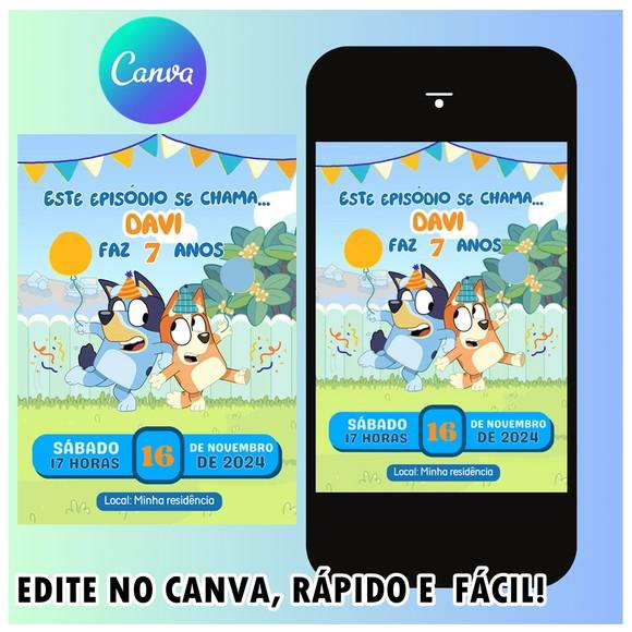 Convite Digital Bluey Menino
