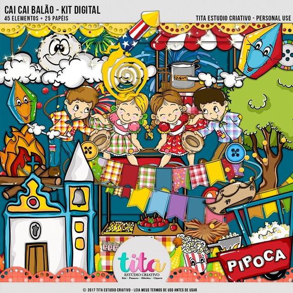 Kit Digital Cai Cai Balão Festa Junina