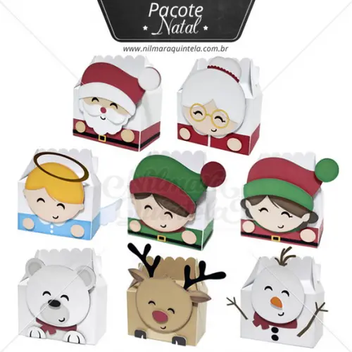 Arquivo de Corte Caixas Personagens de Natal