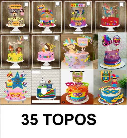 Arquivo de Corte Combo Topos de Bolo Carnaval