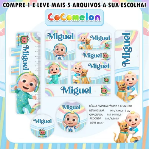 Arquivo de Corte Etiqueta Escolar Cocomelon