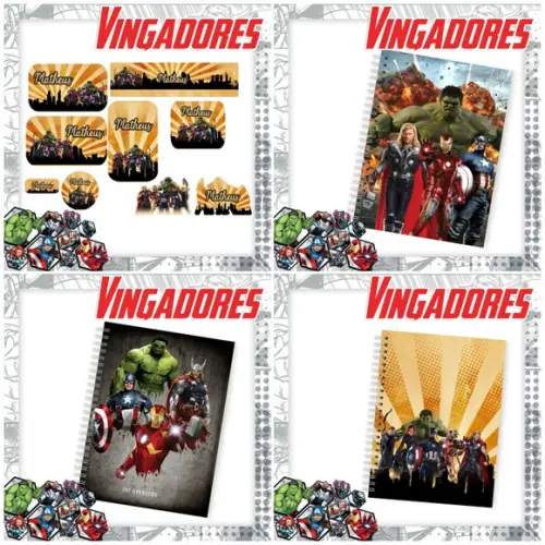 Arquivo de Corte Etiqueta Escolar os Vingadores