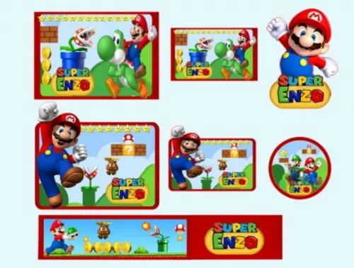 Arquivo de Corte Etiquetas Escolares Super Mario