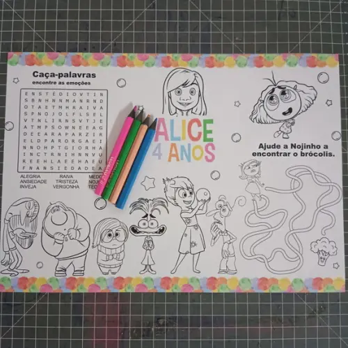 Arquivo de Corte Jogo Americano para Colorir Divertida Mente