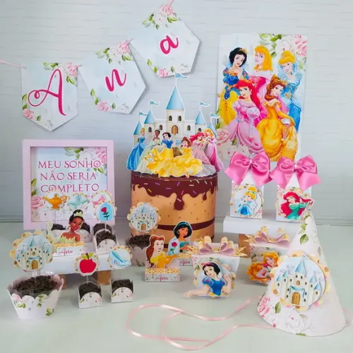 Arquivo de Corte Só 1 Bolinho Princesas Disney