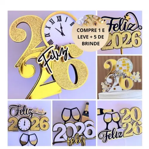 Arquivo de Corte Topos de Bolo 2026 e Ano Novo