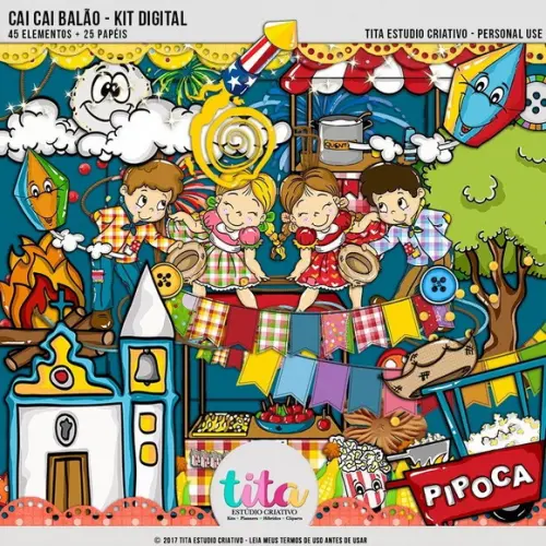 Kit Digital Cai Cai Balão Festa Junina