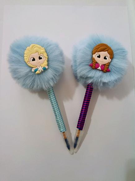 Caneta Pompom Frozen Elsa ou Anna - Unidade