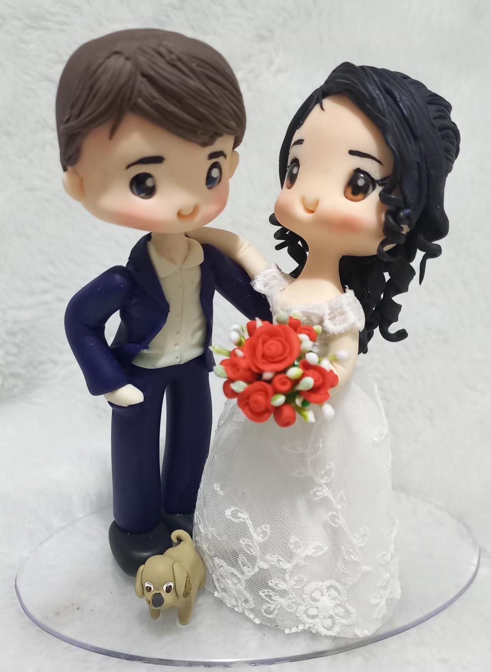 Topo de bolo biscuit noivinhos para casamento 8