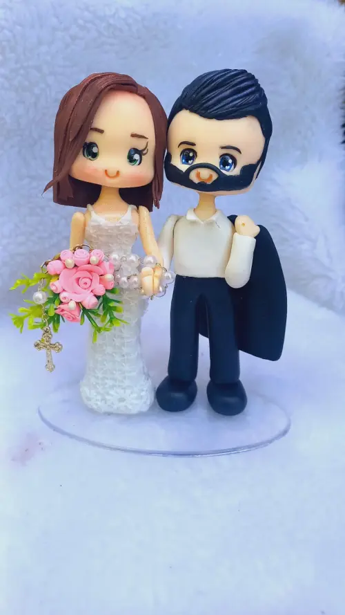 Topo de bolo biscuit noivinhos para casamento 4