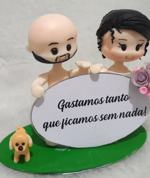 Mini Topo de bolo biscuit noivinhos para casamento 9