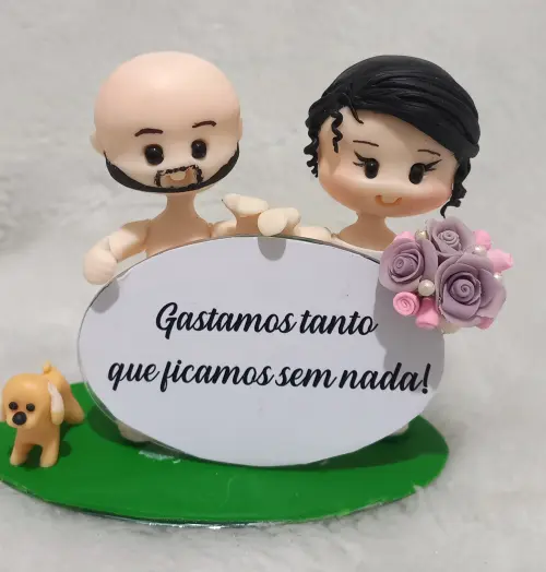 Mini Topo de bolo biscuit noivinhos para casamento 9