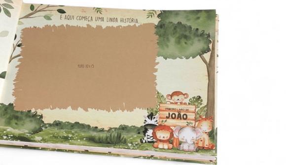 Livro do Bebe com Caixa Safári Aquarela - Capa Dura Menino