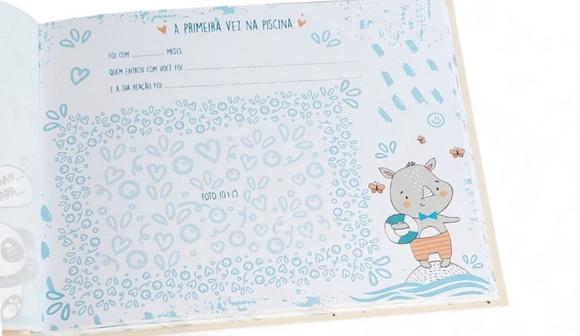 Livro do Bebe com Caixa Safári Aquarela - Capa Dura Menino