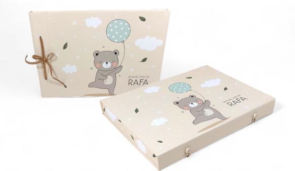 Livro do Bebê com Caixa Ursinho Flat com Balão - Capa Dura