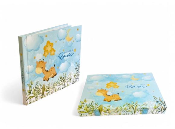 Livro do Bebê Luxo com Caixa Girafinha Estrelas Memolê