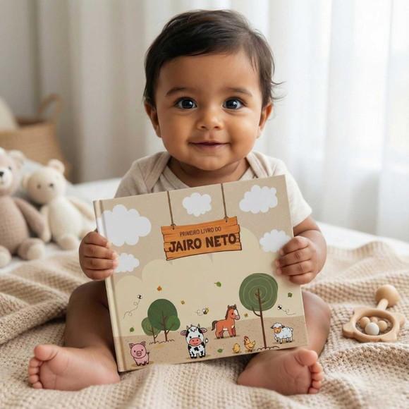 Livro do Bebê Luxo Fazendinha Personalizado Memolê