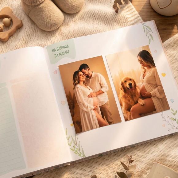 Livro do Bebê Luxo Safári Botânico - Menino Capa Dura Diário