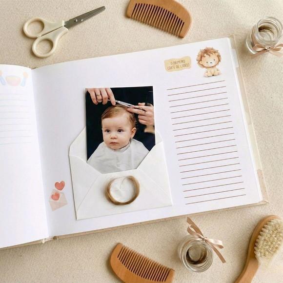 Livro do Bebê Luxo Safári Botânico - Menino Capa Dura Diário