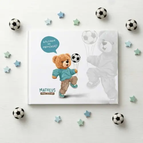 Álbum de Fotos Premium Ursinho Jogador de Futebol Menino