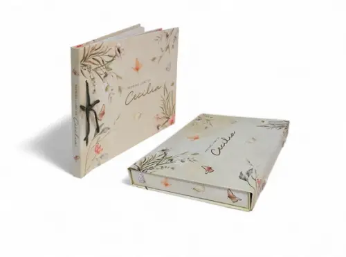 Livro do Bebê com Caixa Floral Verde Borboletas