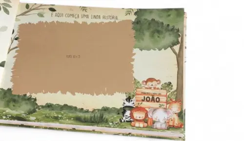 Livro do Bebe com Caixa Safári Aquarela - Capa Dura Menino