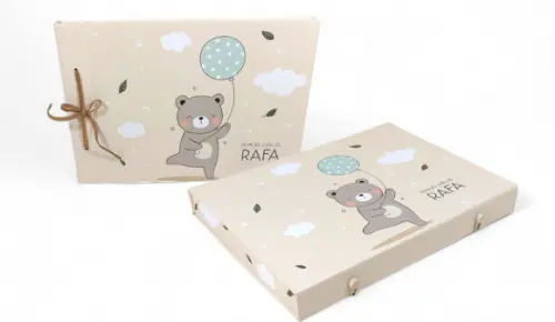Livro do Bebê com Caixa Ursinho Flat com Balão - Capa Dura